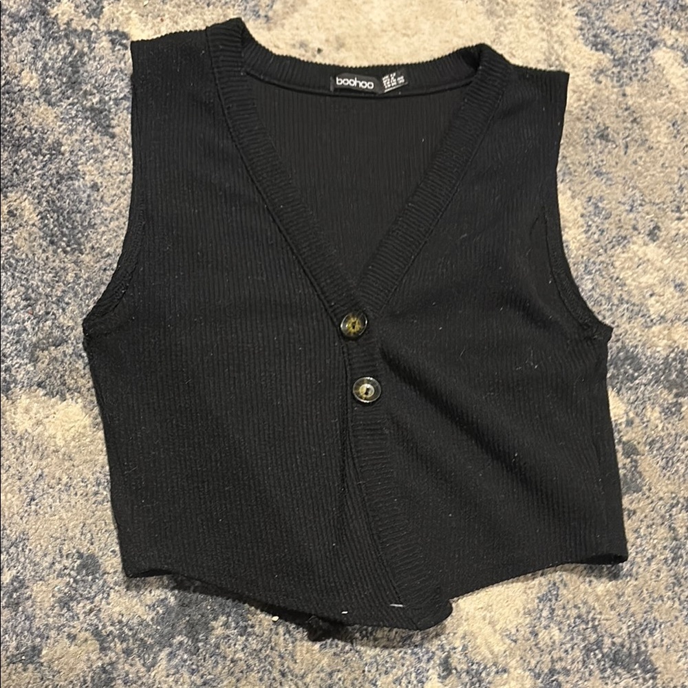 Boohoo Black Ribbed Knit Top